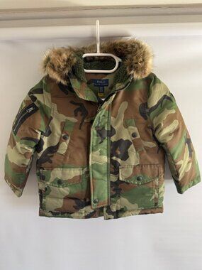 Polo Ralph Lauren Boy's Camo Water Resistant Down Jacket Size 4T